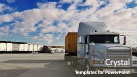  Presentation with loading - Slide deck enhanced with heavy goods truck leaving loading background and a gray colored foreground