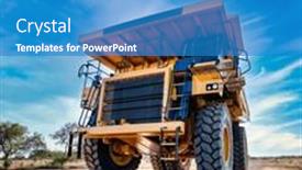  Presentation with haulage - PPT theme featuring heavy-haulage-huge-yellow-mining background and a teal colored foreground