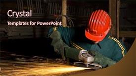  Presentation with heavy industry - Beautiful slides featuring heavy industry image manual worker with grinder background backdrop and a wine colored foreground