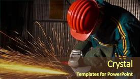  Presentation with heavy industry - Slides enhanced with heavy industry manual worker with grinder background and a tawny brown colored foreground