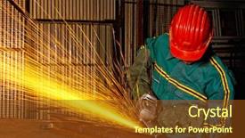  Presentation with heavy industry - PPT theme with heavy industry manual worker background and a tawny brown colored foreground