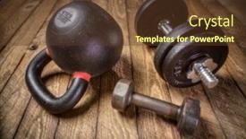  Presentation with rustic wood - Amazing presentation theme having heavy-iron-kettlebell-and-dumbbells backdrop and a tawny brown colored foreground