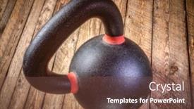  Presentation with rustic wood - Beautiful PPT layouts featuring heavy-iron-kettlebell-floating-over backdrop and a tawny brown colored foreground