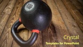  Presentation with rustic wood - Cool new PPT theme with heavy-iron-kettlebell backdrop and a tawny brown colored foreground
