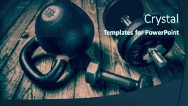  Presentation with rustic wood - Beautiful slides featuring heavy-iron-kettlebell backdrop and a ocean colored foreground