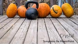  Presentation with crop - Audience pleasing PPT theme consisting of heavy-iron-kettlebell backdrop and a light gray colored foreground