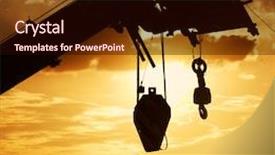  Presentation with crane hook - Presentation theme consisting of heavy lifting - crane hook silhouette background and a wine colored foreground