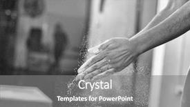  Presentation with magnesium - Cool new theme with heavy lifting - gym chalk magnesium carbonate hands backdrop and a gray colored foreground