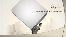  Presentation with cube - Beautiful presentation theme featuring heavy lifting - image of businessman carrying big backdrop and a sky blue colored foreground