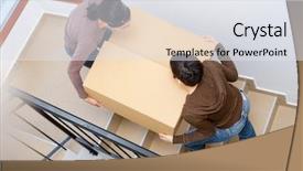  Presentation with gender equality parity empower women - Slide set enhanced with heavy lifting - two young women carrying up background and a sky blue colored foreground