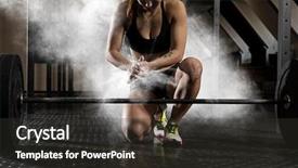  Presentation with workout - Audience pleasing slides consisting of heavy lifting - woman clapping hands and preparing backdrop and a dark gray colored foreground