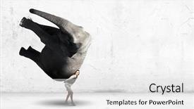  Presentation with elephant - Cool new theme with heavy load - businesswoman carrying big elephant backdrop and a white colored foreground