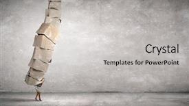  Presentation with boxes - Amazing PPT layouts having businesswoman carrying big stack backdrop and a light gray colored foreground