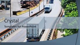  Presentation with haulage - PPT layouts with haulage - transportation of containers by lorry background and a light blue colored foreground