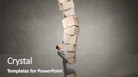  Presentation with boxes - Colorful PPT layouts enhanced with woman carrying carton boxes mixed media backdrop and a gray colored foreground