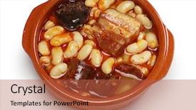  Presentation with spanish - Theme enhanced with heavy lunch - fabada asturiana spanish white bean background and a  colored foreground