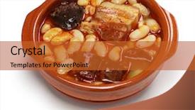  Presentation with chorizo - PPT layouts with heavy lunch - fabada asturiana spanish white bean background and a red colored foreground