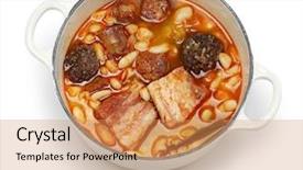  Presentation with spanish - Audience pleasing PPT layouts consisting of heavy lunch - fabada asturiana spanish white bean backdrop and a  colored foreground