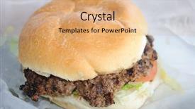  Presentation with fast food - Theme featuring heavy lunch - fast food style hamburger unwrapped background and a  colored foreground