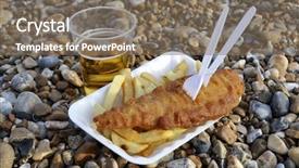  Presentation with fish beach - Presentation design having heavy lunch - fish and chips background and a violet colored foreground