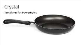  Presentation with frying - Audience pleasing presentation theme consisting of heavy lunch - frying pan isolated on white backdrop and a white colored foreground