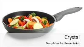  Presentation with frying - PPT theme enhanced with heavy lunch - frying pan with vegetables background and a white colored foreground