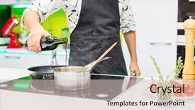  Presentation with jesus pouring water - Cool new slide deck with heavy lunch - man pouring in the pan backdrop and a soft green colored foreground