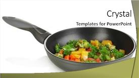  Presentation with vegetables - Slide set enhanced with heavy lunch - sliced fresh vegetables in pan background and a  colored foreground