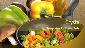  Presentation with lunch - PPT theme enhanced with heavy lunch - sliced fresh vegetables in pan background and a tawny brown colored foreground