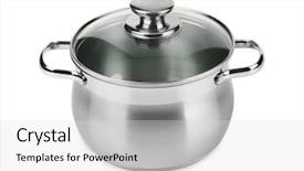  Presentation with steel heat treatment camshaft - Theme with heavy lunch - steel pan isolated on white background and a  colored foreground