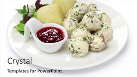  Presentation with swedish - Beautiful slides featuring heavy lunch - swedish meatballs svenska kottbullar backdrop and a white colored foreground