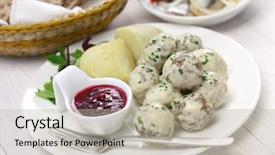  Presentation with pharmacy cream - Beautiful slide deck featuring heavy lunch - swedish meatballs with cream gravy backdrop and a mint green colored foreground