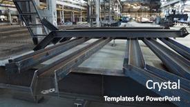  Presentation with new life baby plant - PPT theme enhanced with heavy machinary - great new shop in modern background and a tawny brown colored foreground