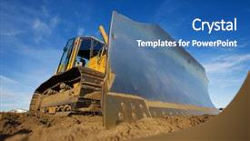  Presentation with bulldozer - Slide set with heavy machinary - large yellow bulldozer background and a  colored foreground