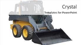  Presentation with wheeled robot - PPT theme with heavy machinary - small wheeled tractor background and a white colored foreground