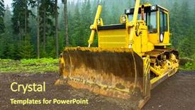  Presentation with deforestation - PPT theme having bulldozer tree - heavy machine used for deforestation background and a tawny brown colored foreground