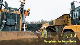  Presentation with machinery - Presentation theme featuring heavy-machinery-and-workers background and a tawny brown colored foreground