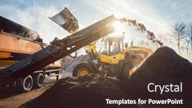  Presentation with compost - Beautiful PPT layouts featuring heavy-machinery-moving-earth backdrop and a tawny brown colored foreground