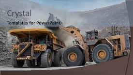  Presentation with machinery - Presentation design having heavy-machinery-moving-the-kimberlite background and a light blue colored foreground
