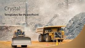  Presentation with machinery - Colorful presentation theme enhanced with heavy-machinery-moving-the-kimberlite backdrop and a light gray colored foreground