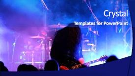  Presentation with stage - Presentation theme featuring heavy metal - guitar player in action background and a cobalt blue colored foreground