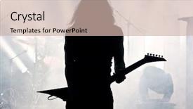 Presentation with heavy metal - Audience pleasing theme consisting of heavy metal - guitarist silhouette backdrop and a soft green colored foreground
