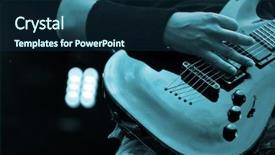  Presentation with heavy metal - Cool new PPT theme with heavy metal - rock guitarist backdrop and a navy blue colored foreground