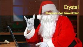 Presentation with santa claus and reindeers - Presentation design consisting of heavy metal - santa claus flashes the devil background and a tawny brown colored foreground