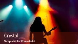  Presentation with heavy metal - Cool new theme with heavy metal - silhouette of guitar player backdrop and a tawny brown colored foreground