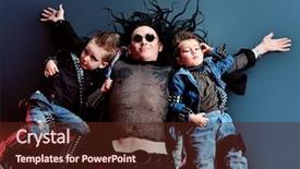  Presentation with heavy metal - PPT theme having heavy metal musician with children background and a tawny brown colored foreground