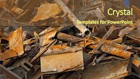 Presentation with scrap metal - Theme with heavy metals plant - big pile of rusty scrap background and a tawny brown colored foreground