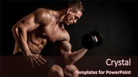  Presentation with fitness - Theme featuring chest heaviness - athletic shirtless young male fitness background and a wine colored foreground
