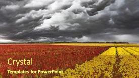  Presentation with rural tourism concept - Slide deck featuring heavy-rain-clouds background and a tawny brown colored foreground