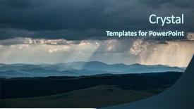  Presentation with rain clouds - Presentation theme having heavy rain over hills background and a ocean colored foreground